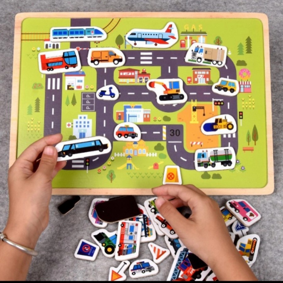 MOMBABY1 Magnetic 3D Puzzle Hewan dan Transportasi / Mainan Papan Magnet Anak