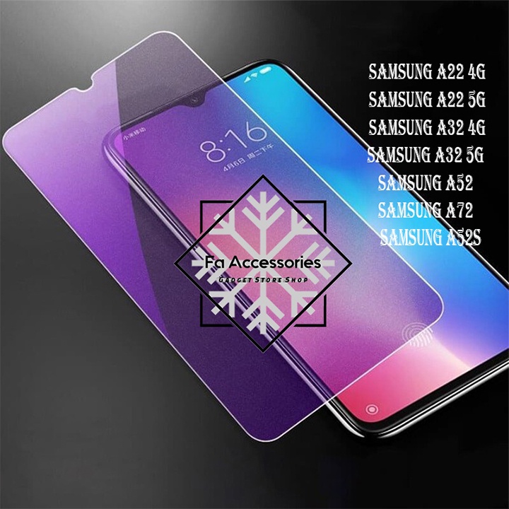 Tempered glass blue SAMSUNG GALAXY A22 A32 A52 A52S A72 A33 A53 A73 4g 5g S antiradiasi blue light screen protector