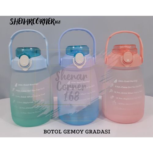 SHENAR BOTOL AIR MINUM ANAK 1.3 L FREE STIKER GEMOY GEMBUL GRADASI RAINBOW / BOTOL MINUM ANAK SEKOLAH TRANSPARAN 1300 ML/ BOTOL BENING VIRAL, SHENARCORNER168