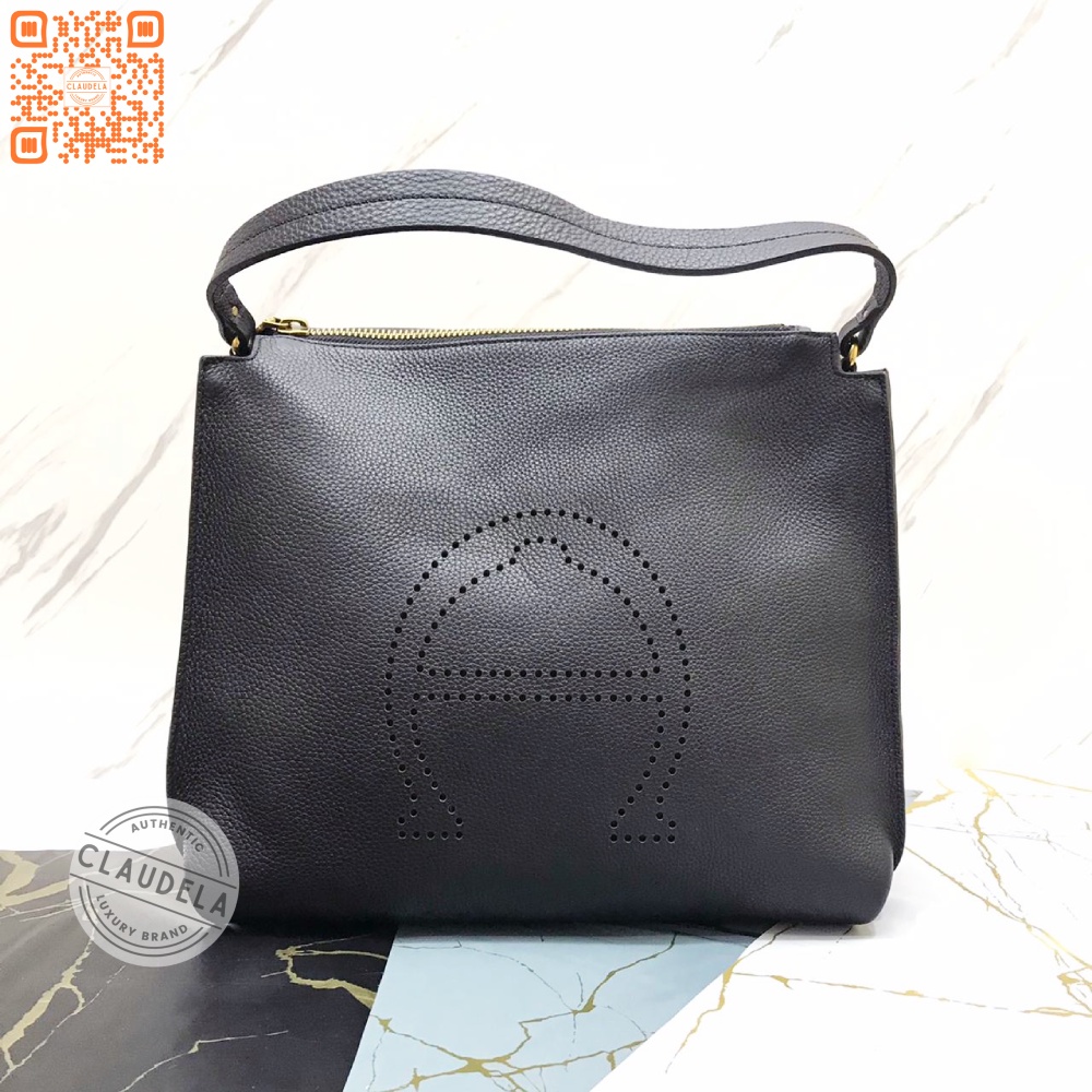 AIGNER Stella Hobo Shoulder Bag in Black