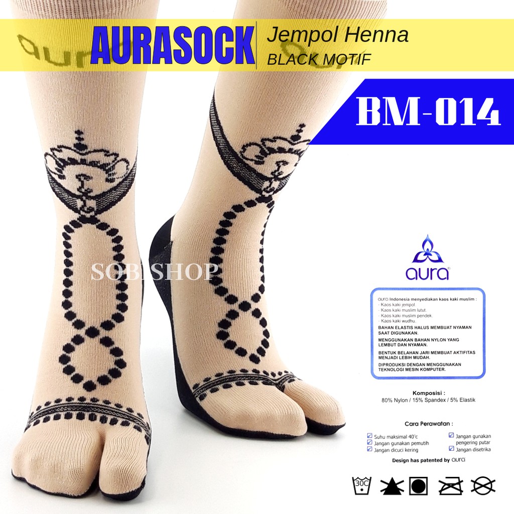 Kaos Kaki Jempol Aura Henna Black Motif BM014 Shopee Indonesia