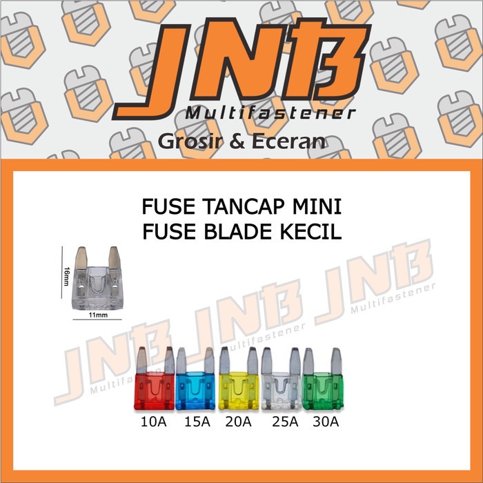 FUSE MINI BLADE 5A / 7.5A / 10A / 15A / 20A / 25A / 30A SEKRING TUSUK TANCAP KECIL SIKRING MOTOR MOBIL UNIVERSAL