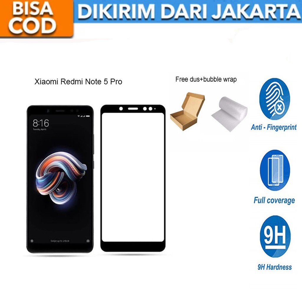 Xiaomi Redmi Note 5 Pro Full Cover/Full Screen Tempered Glass Screen Protector Anti Gores