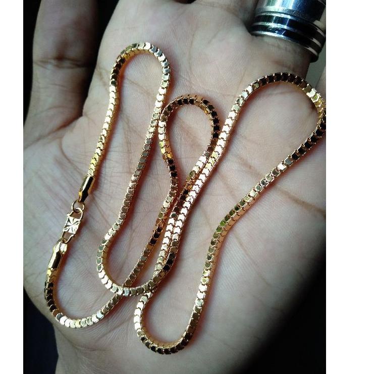 KALUNG MILANO KACA ROSE  GOLD LAPIS EMAS LEBAR 2 MILI PENGKAIT S SEPERTI EMAS ASLI "Kbk31au22ᵟ"