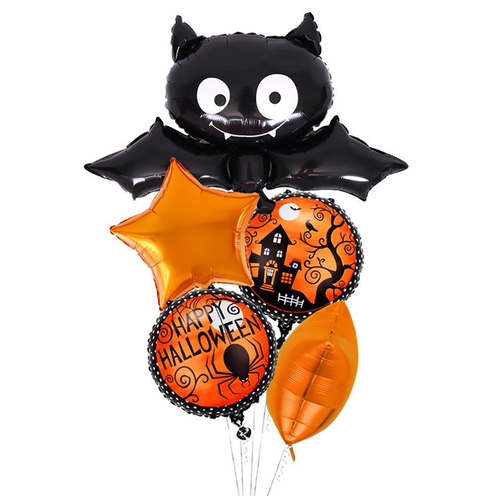 Halloween Foil Balloons Black Cat Ghost Bat Balloon Decoration Party Supplies 5pcs 