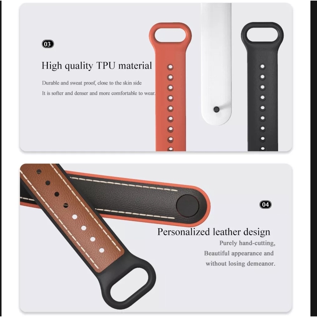 Strap Leather Rubber Kulit PU Talli Xiaomi Mi band 3 4 5 6 Miband 3 4 5 6 Tali jam Cover Case