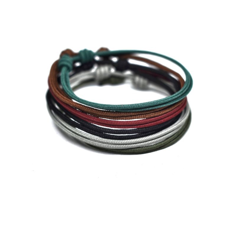 Gelang Pria Wanita Keren Tali Prusik Paracord Microcord Simpel Knot Slide Serut Premium Couple Bracelet