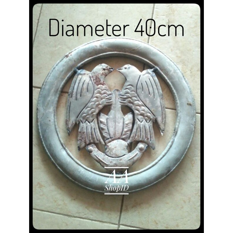 ornamen pagar besi plat Ring burung 40cm