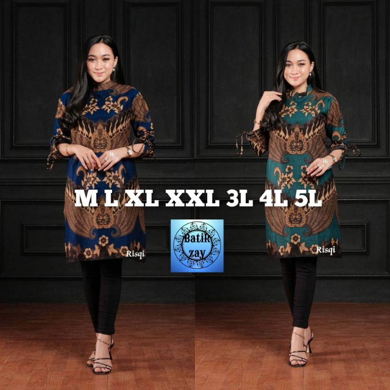 Tunik Batik Baju Wanita Tunik Serut Tunik Resleting  Batik Original Fasion Wanita