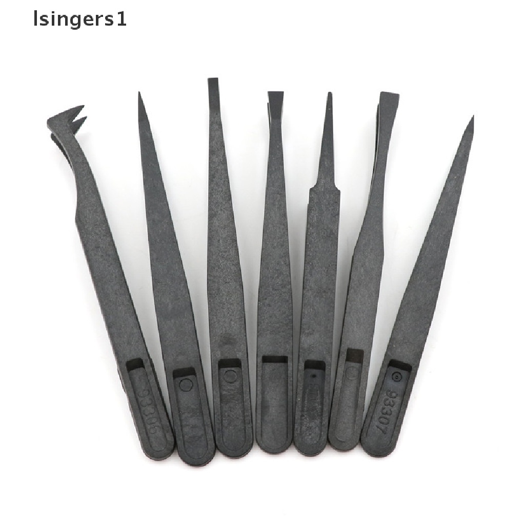 (lsingers1) 7pcs / Set Pinset Anti Statis Bahan Plastik Keras Warna Hitam Untuk Reparasi