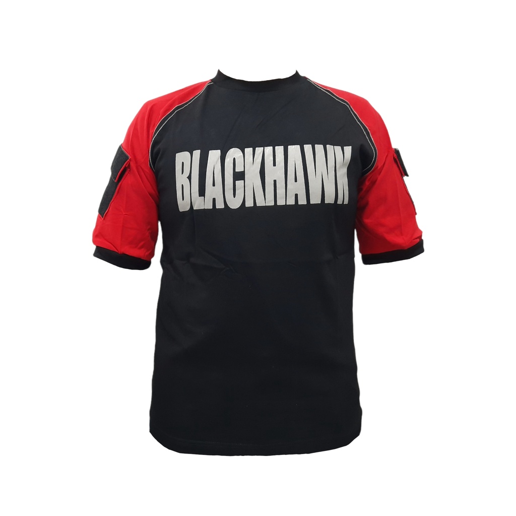 Kaos pendek tactical/blackhawk dewasa merah kombinasi katun combed 20s