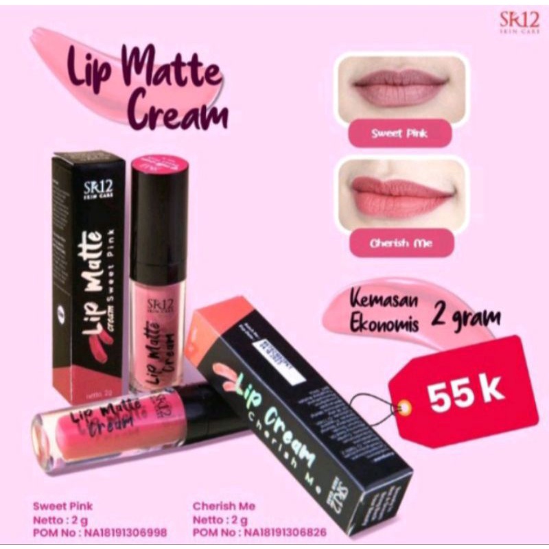 Lip Matte Cream SR12//Lip Matte Sweet Pink& Nude berry//Lip Cream SR12//Lipstik