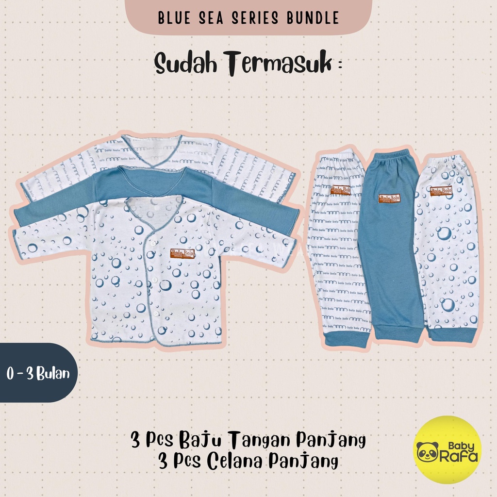 Serian Biru - 18 PCS Paket Lahiran Setelan Baju Bayi Celana Bayi Baru Lahir Gift Set Baby merk SNI Bolo - Bolo BLUE SEA SERIES