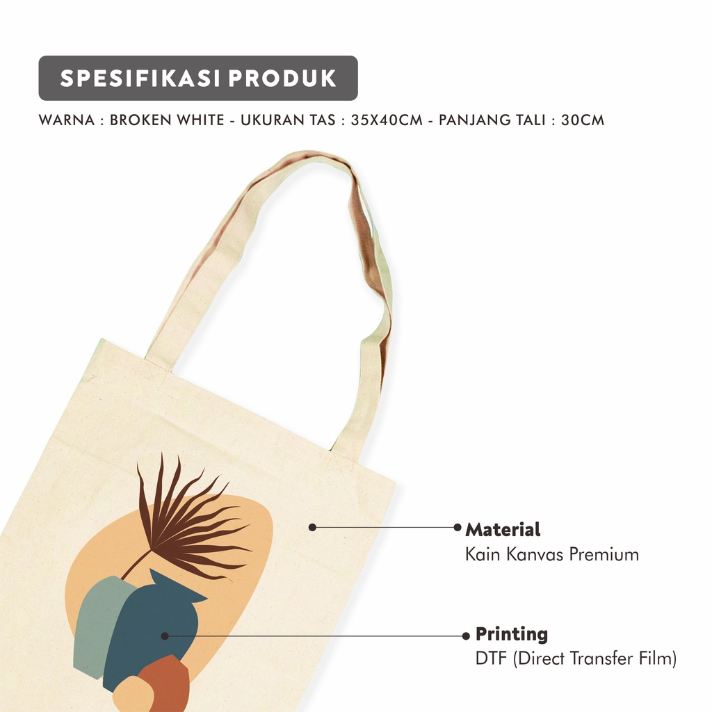 Sevine Tote Bag Kanvas Tas Fashion Totebag Wanita DTF Printing Nordic Aesthetic Series - KPA1