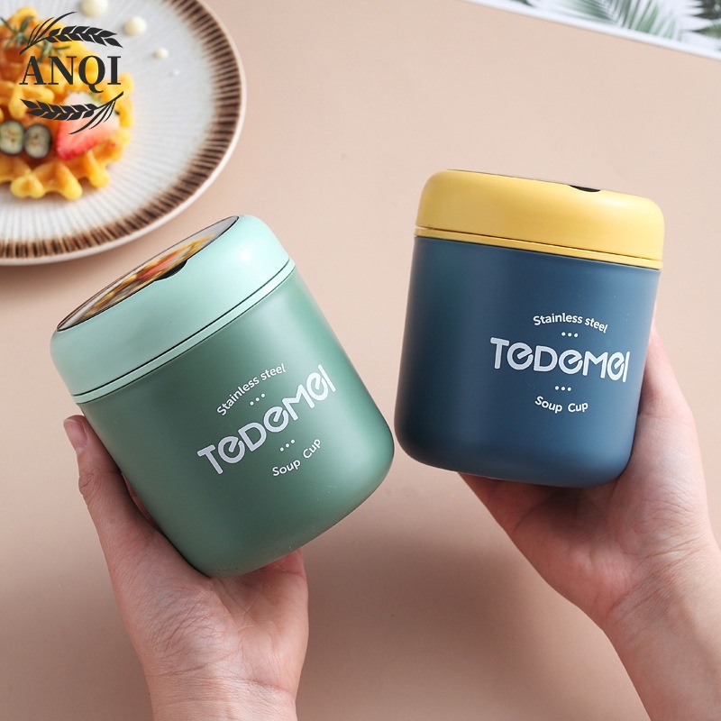 ANQI 1888 Gelas Soup &amp; Ice Multifungsi + Sendok Anti Tumpah BPA Free VS-77