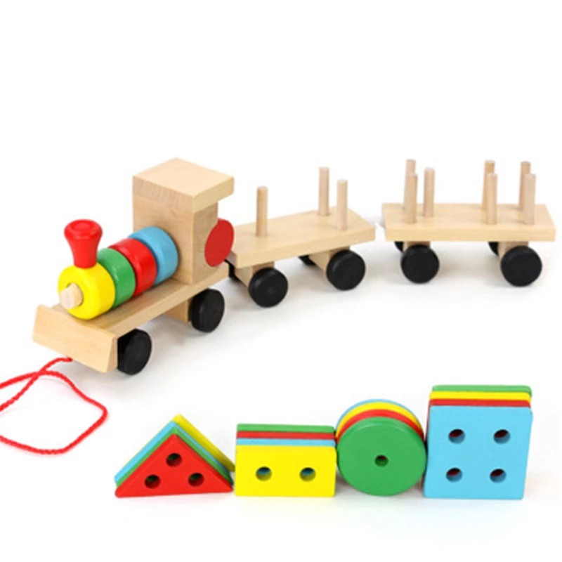 Wodden Shape Matching Train Mainan Balita Wooden Toys Mainan Kayu Mainan Anak 2 Tahun Puzzle Kayu