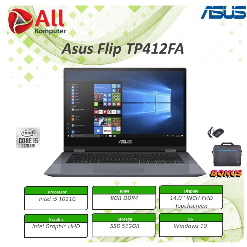 ASUS VIVOBOOK Flip TP412FA Touch i5 10210 8GB 512ssd W10