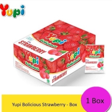 

Yupi Bolicius strawberry Box isi 24 pcs berat bersih 120 gram