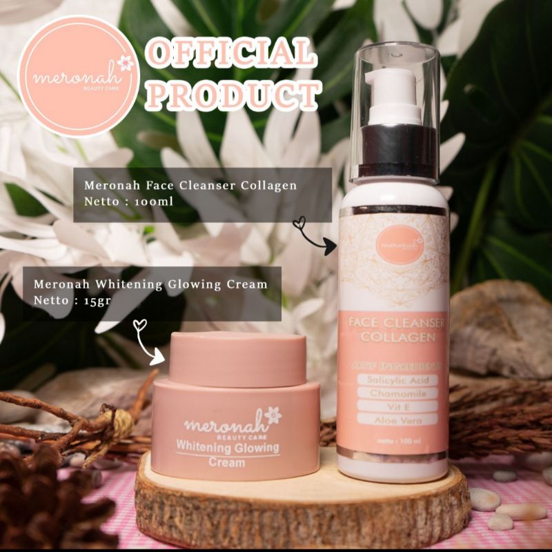 (COD)PAKET  GLOWING COLLAGEN CREAM DAN SABUN COLLAGEN MERONAH( CREAM N SABUN)