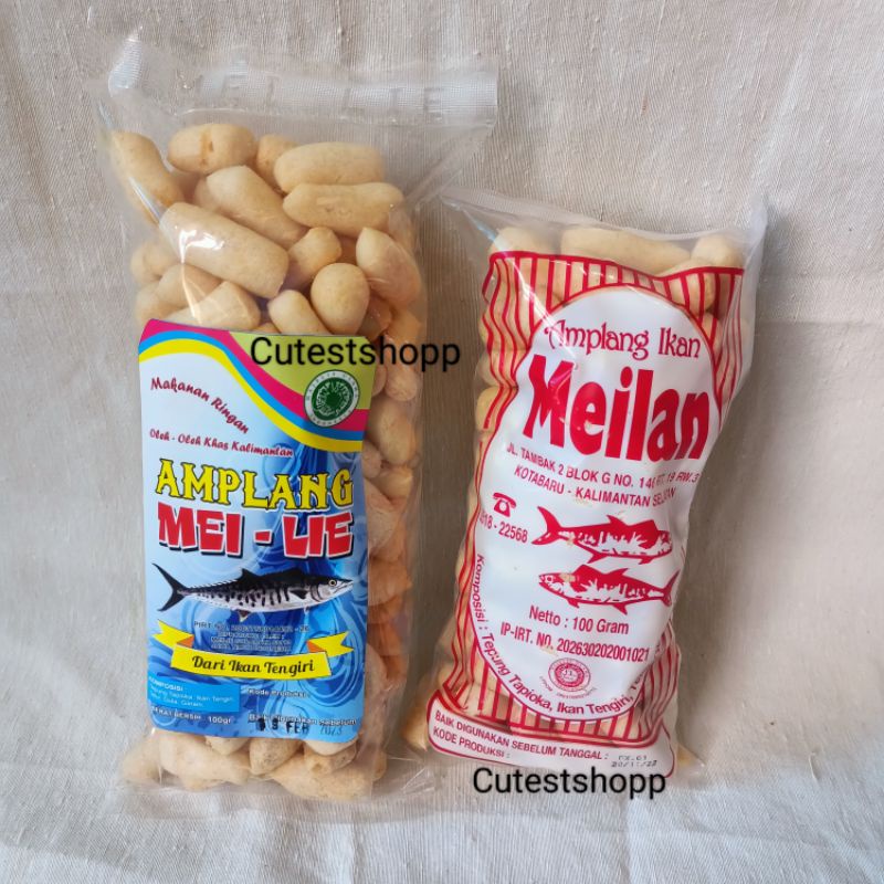 

Amplang Meilan/Kuku Macan Meilan/Amplang Meilie/Amplang Mei-Lie/Kerupuk Ikan Tenggiri 100gr