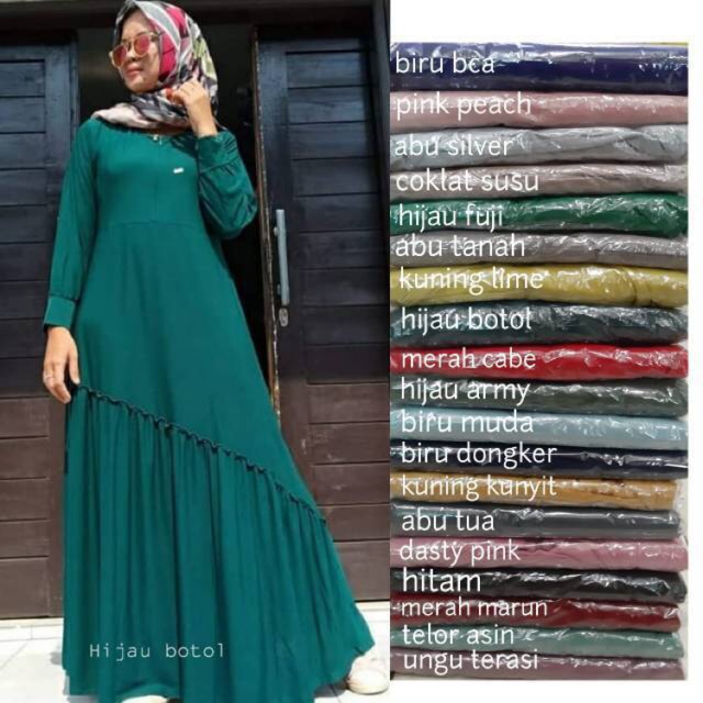 Gamis jersey rempel miring