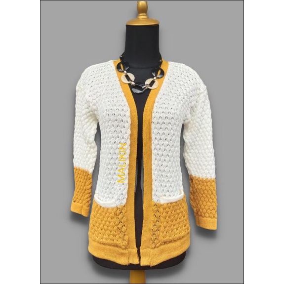 CARDIGAN NANAS SAKU KOMBINASI / CARDIGAN WANITA RAJUT / CARDIGAN NANAS / OUTER KNIT