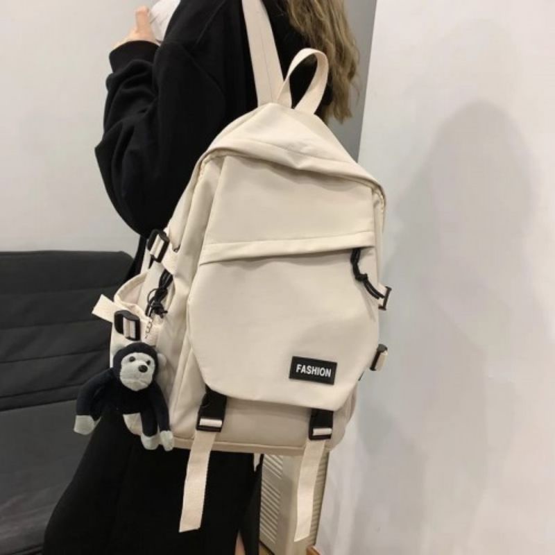 Tas Anak Sekolah Laki Laki Pria Perempuan Remaja Backpack Bagpack Bagpak Begpek Wanita Cowo Cewe Tas Punggung Pria Wanita Tas Gendong Gandong Ransel Tas Buat Skolah Ngaji Kuliah Kerja Korea Model Terbaru Kekinian Tas Sekolah Anak SD SMP SMA SMK Tas Army-Cream