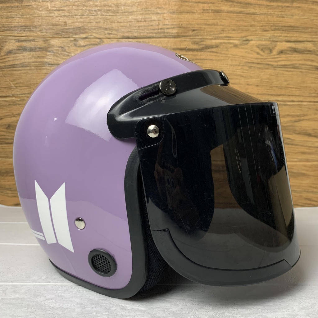 Helm Bogo Dewasa Wanita Pria Cewek Cowok Motor Sni Helem Retro Cod Purple Lilac