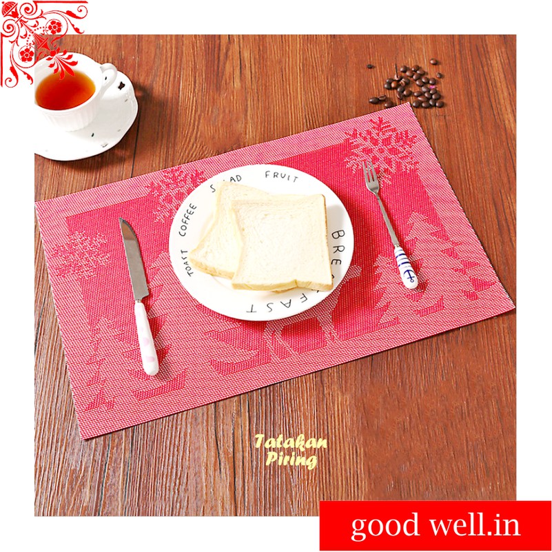 JUAL TATAKAN PIRING MOTIF NATAL 1 SET ISI 4 TATAKAN