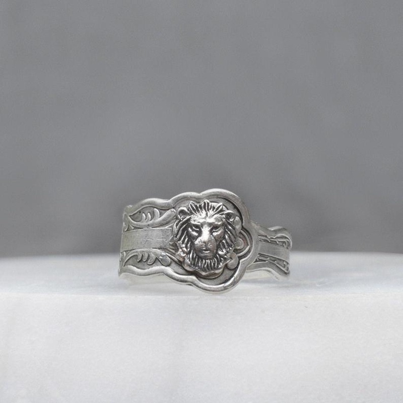 Cincin Desain Singa Bahan 925 Silver Alloy Gaya Vintage Untuk Pria Dan Wanita