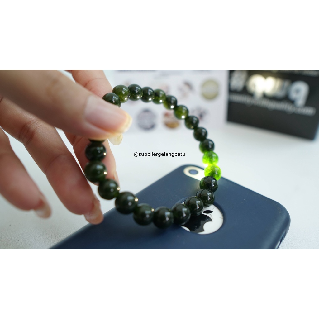 gelang batu black jade aceh serat akik kado sehat pria wanita giok