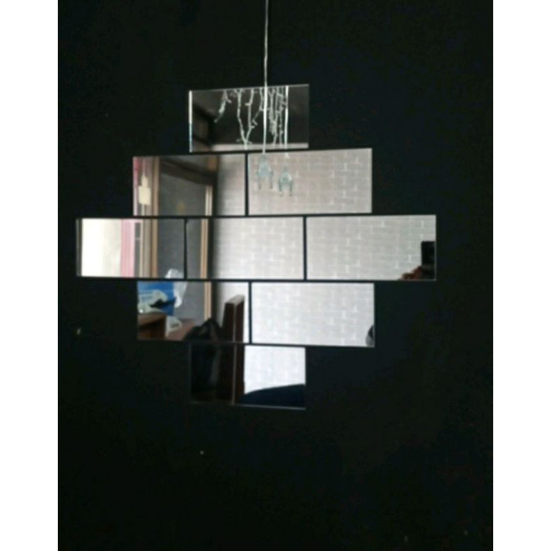 kaca cermin bentuk batu bata ukuran 5 x 15cm