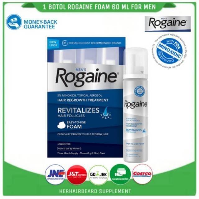 Rogaine foam minoxidil 5% - rogaine foam men - penumbuh rambut dan brewok - rogaine foam dan liquid