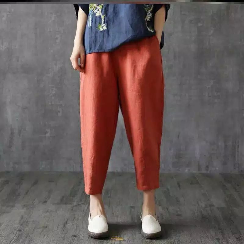 Cora pants cigarete//Celana Wanita Katun Linen Original