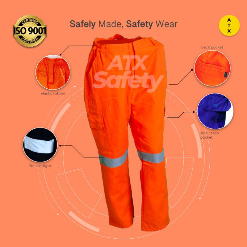 Wearpack Safety Werpak Kerja Hanya Celana Merk ATX warna Oren