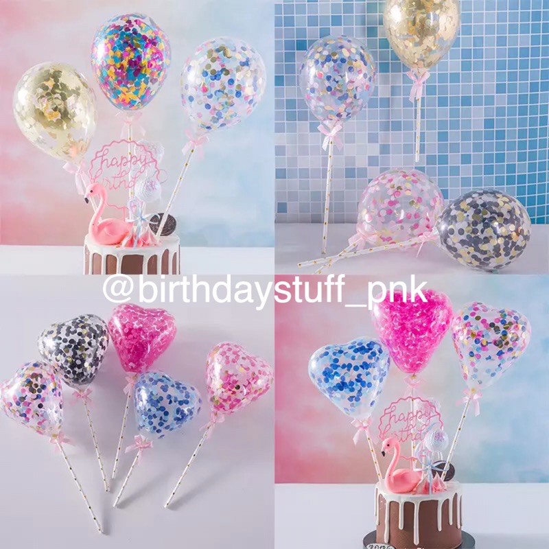 Cake Ballon Latex Love 5Inch / Topper Kue Balon Love Isi Confetti 5pc Topper Kue