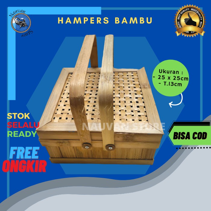 Hampers Rantang Kotak Bambu Anyaman I Tempat Kue Bambu I Kotak Parsel Bambu