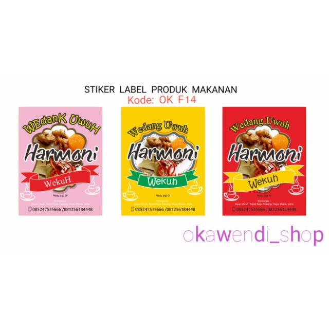 Stiker Label Produk Stiker Kemasan Label Makanan Design Kode Ok F14 Shopee Indonesia
