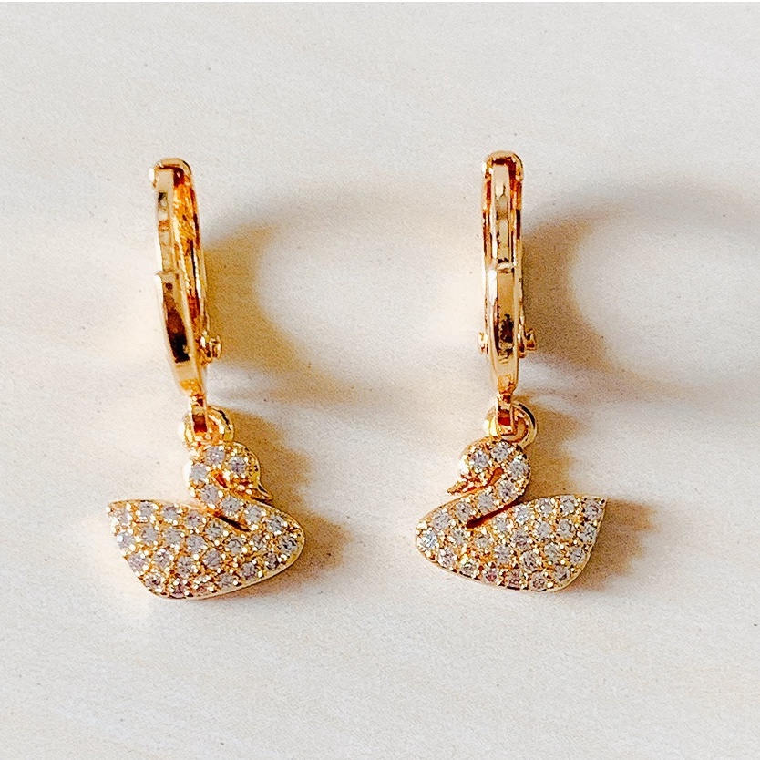 Anting Wanita Angsa Full Zirconia Gold