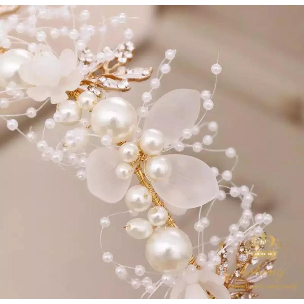 White Headpiece - Mahkota Mutiara Pengantin - Aksesoris Rambut