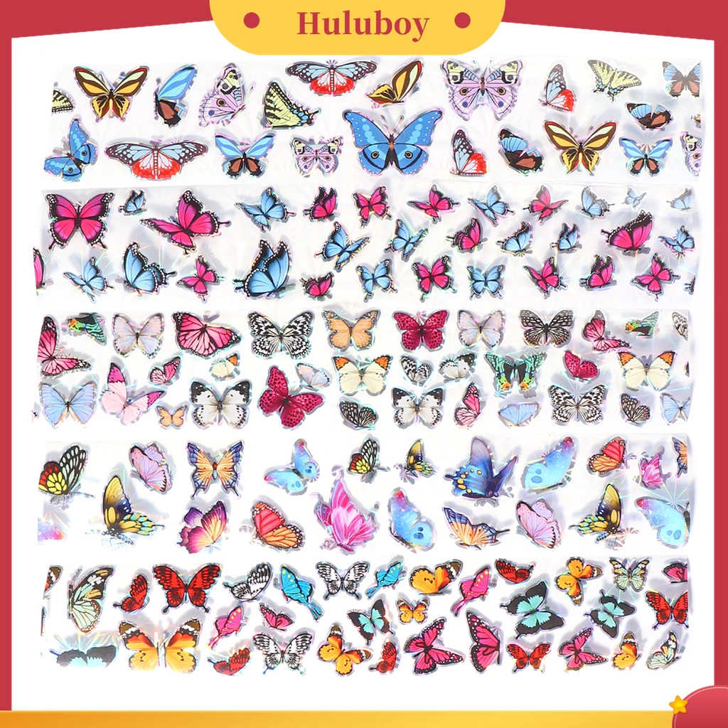 Huluboy Huluboy♡ 20pcs Stiker Kuku Motif Kupu-Kupu Untuk Dekorasi Manicure