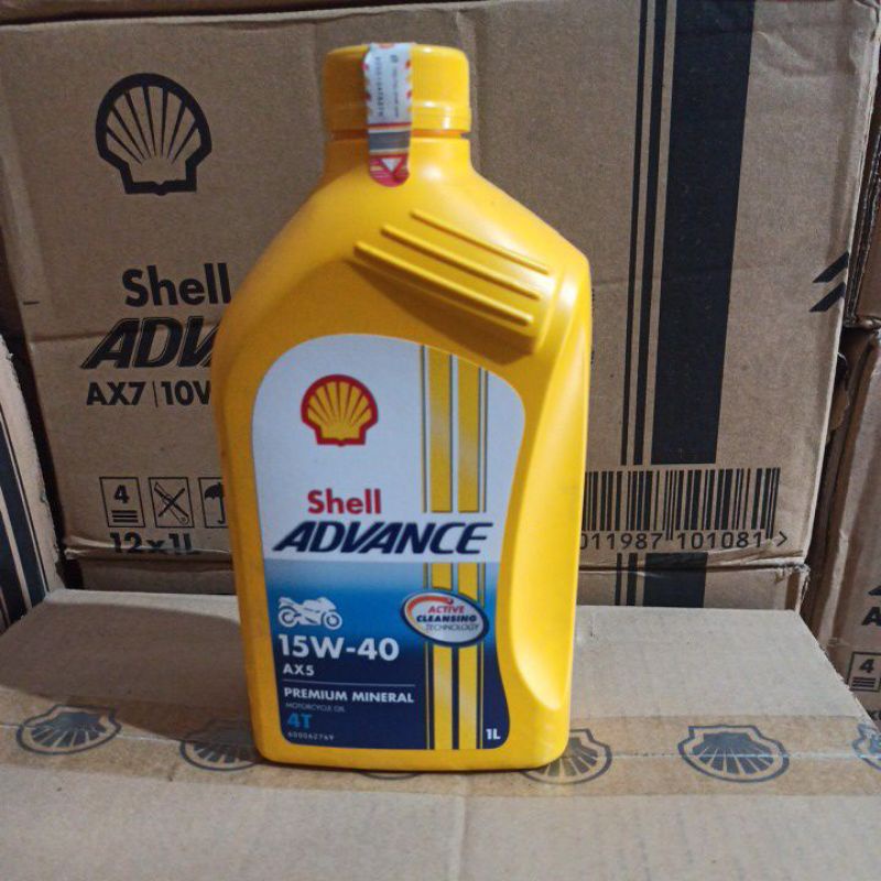 OLI SHELL ADVANCE 4T AX5 15W-40 1L API SL JASO MA2 OLI MOTOR SPORT ORIGINAL SHELL