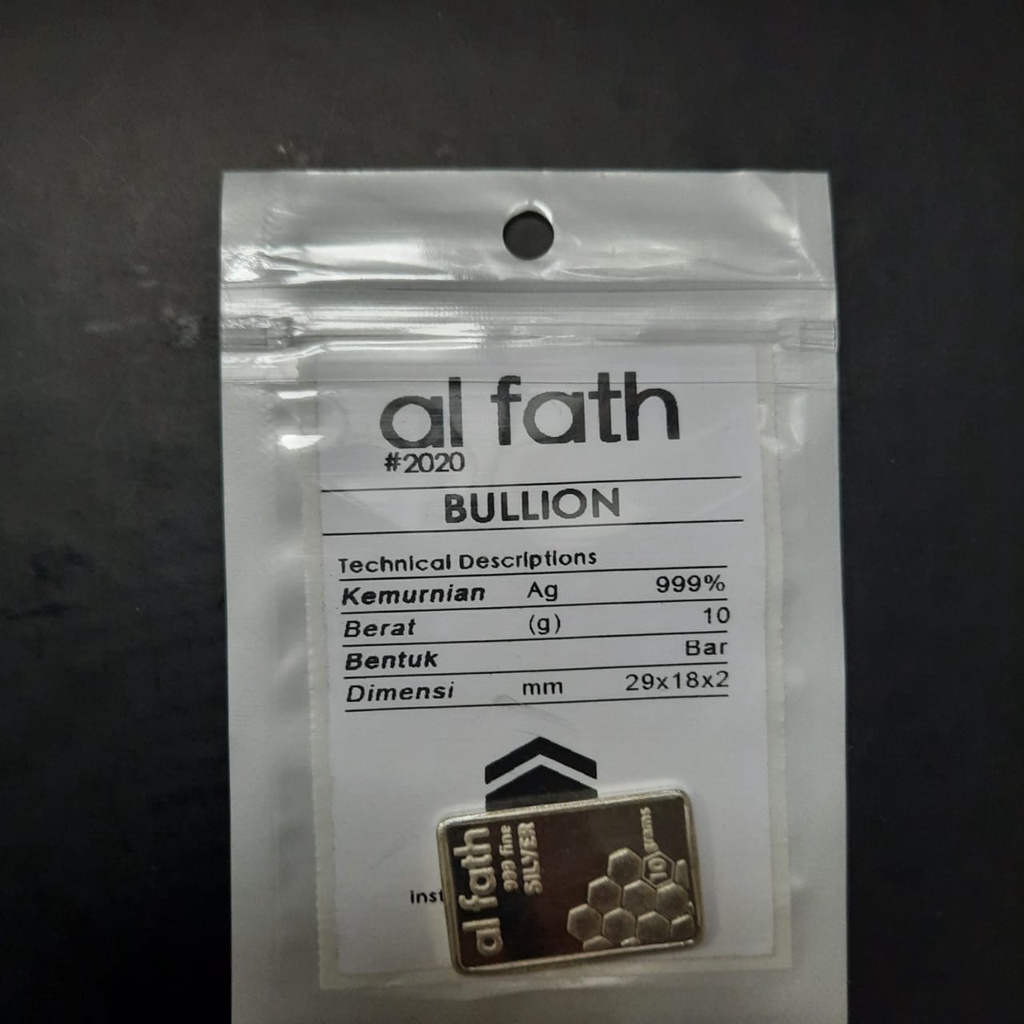 Al Fath Sala Fine Silver Bar 999 Perak Murni Batangan bukan wakala nadir antam imn 10 Gr