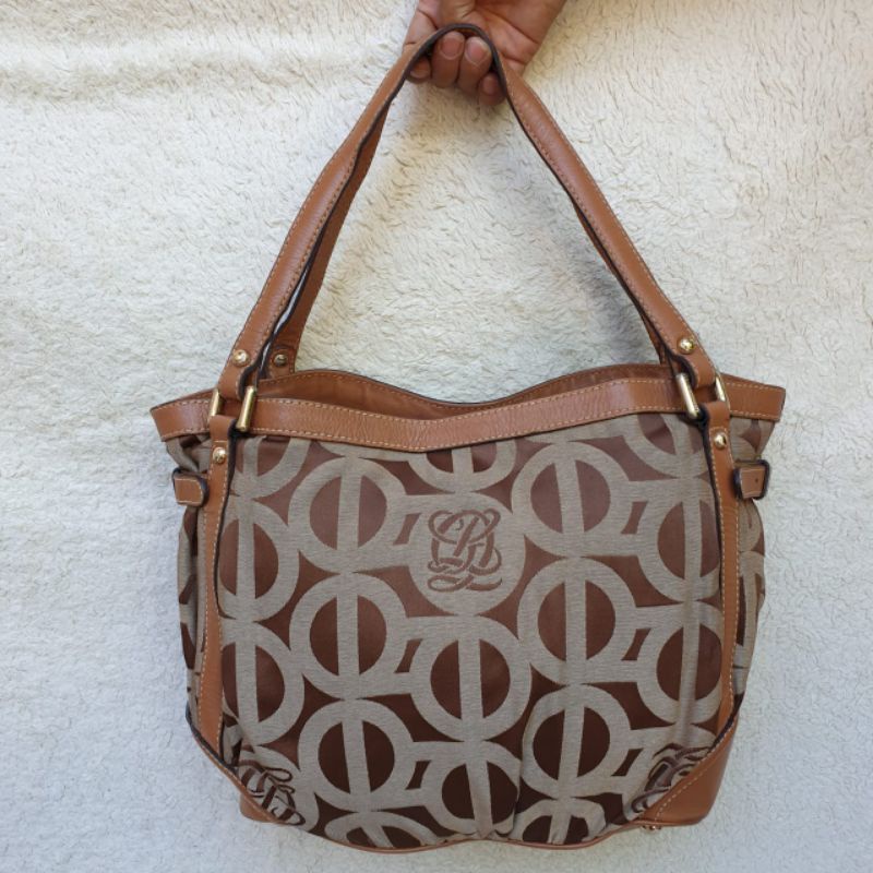 Louis Quatorze Tas Wanita Bahu Shoulder Bag Kanvas Mix Kulit Asli