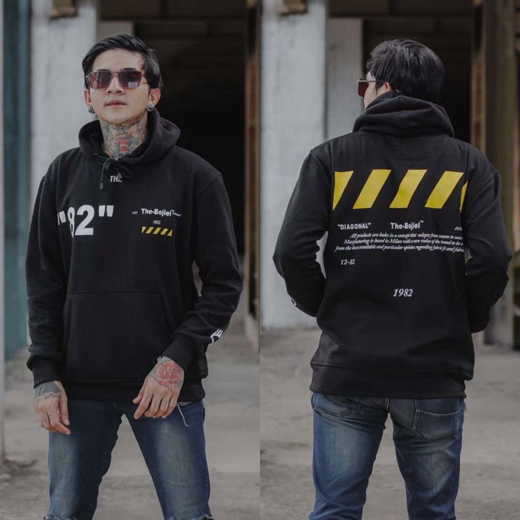 SWEATER HOODIE BLACK MOTIF ORIGINAL THE BOJIEL- HOODIE COWOK DISTRO - SWEATER PRIA MURAH