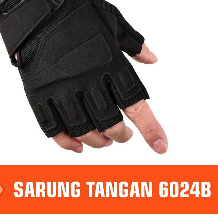 ➬ MTG Sarung Tangan Motor Setengah Jari Tactical Gloves Bahan Kulit 6024B ♕