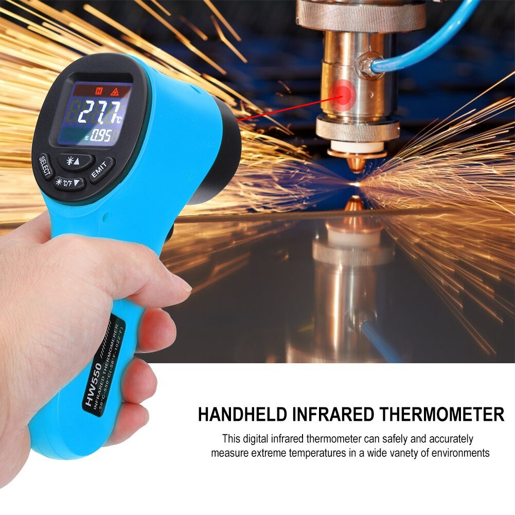 Infrared Thermometer Non-contact LCD Industrial Kitchen Temperature Gun HW550 -50~550°C