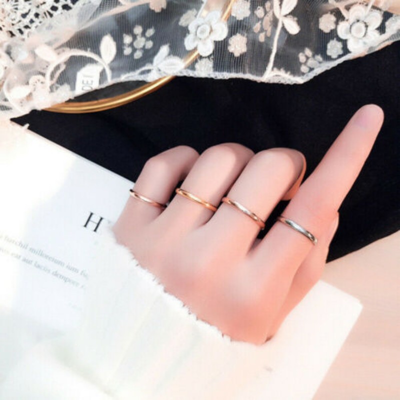 Fashion Simple Siver Rose Gold  Rings  / Ladies Smooth Fine Thin Finger Ring /  Elegant  2mm Thin Stackable Ring