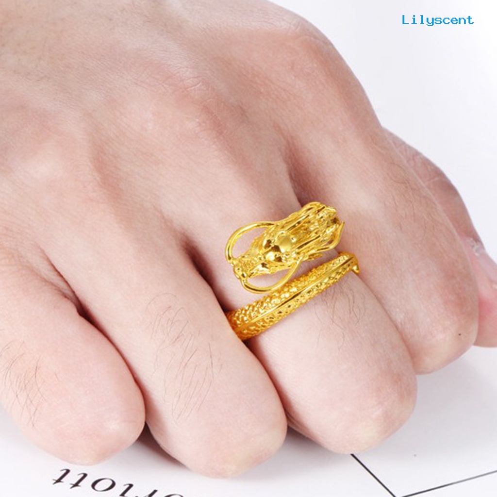 Ls Cincin Model Terbuka Desain Ukiran Naga Gaya Vintage Untuk Pria