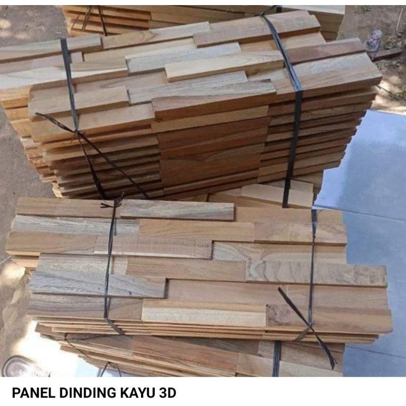 panel dinding 3D kayu jati isi 10 pcs